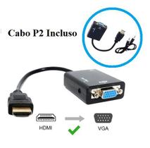 Cabo Adaptador HDMI Para VGA Com Saída e Cabo P2 Audio Novo - LUKTON