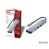 Cabo Adaptador HUB 5 EM 1 TYPE-C - HDTV - USB 3.0 - SD - TF Tomate MTV-615 Cabo Adaptador HUB 5 EM 1 TYPE-C - HDTV - USB 3.0 - SD - TF Tomate MTV-615