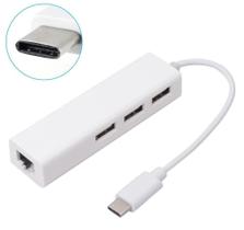 Cabo Adaptador Hub Usb 3 Portas 2.0 e RJ45 Para Tipo C LE-5575 - IT-BLUE