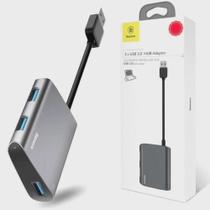 Cabo Adaptador hub USB Baseus EnJoyment USB 3.0 + 2x USB 3.0 para Macbook Notebook cinza Cabo Adaptador hub USB Baseus EnJoyment USB 3.0 + 2x USB 3.0 para Macbook Notebook cinza
