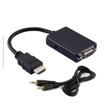 Cabo Adaptador MD9, HDMI (M) Para VGA (F), Com P2, 15cm, Preto - 7108 Cabo Adaptador MD9, HDMI (M) Para VGA (F), Com P2, 15cm, Preto - 7108