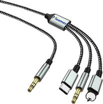Cabo adaptador Meamaz Lightening de 3,5 mm, Aux para tipo C 2 m preto