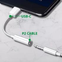 Cabo Adaptador P2 USB-C Fone De Ouvido TIPO C