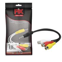 Cabo Adaptador P3 3,5mm Para Rca Fêmea Áudio e Vídeo Box