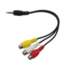 Cabo Adaptador P3 para RCA 3 Vias Áudio e Vídeo 20cm