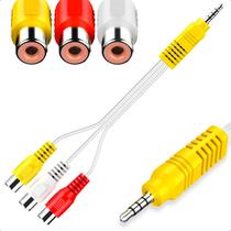 Cabo Adaptador P3 x 3 saídas AV RCA Fêmea Audio Video 16cm Cabo Adaptador P3 x 3 saídas AV RCA Fêmea Audio Video 16cm