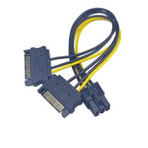 Cabo Adaptador SATA Para PCI-E, Duplo SATA Macho De 15 Pinos Para PCI-E Macho De 6 Pinos, Cabo De