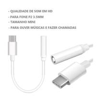 Cabo Adaptador Tipo-C P2 Para Samsung Galaxy A33 A53 A73 5G - Branco