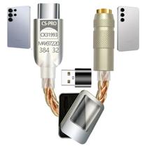 Cabo Adaptador Tipo C P2 Usb Com PLaca de Som Celular 32bit 384khz com chip Duplo cx31993 Max97220 Amplificador Fone Gamer Premimum s24 s25ultra