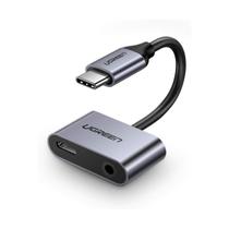 Cabo adaptador tipo c para p2 3.5 mm e usb c ugreen cinza