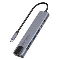 Cabo Adaptador USB-C/Multiportas, 7 em 1, 2x USB-A, HDMI, Cartão SD, Micro SD, RJ45, UCA11, GEONAV GEONAV
