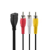 Cabo adaptador USB para RCA Herfair USB 2.0 A fêmea para 3RCA macho