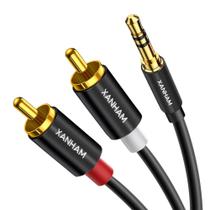 Cabo Adaptador XANHAM 3,5mm para 2RCA (1m) - Auxiliar TRS para 2 RCA