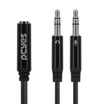 Cabo Adaptador Y P3 Fêmea para P2 Macho - Preto - 15CM - P3Y-15