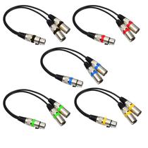 Cabo Adaptador Y Splitter De 30cm 3Pin XLR Fêmea Para Duplo Macho Para Amplificador, Alto-falante,