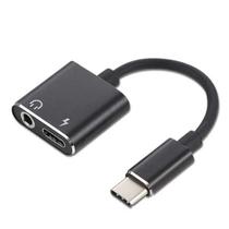 Cabo Adptador Usb Tip-C Saída Dupla Carga Fone P2 Bom
