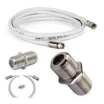 Cabo antena tv Coaxial Rg6 Pronto Emenda Macho Fêmea 30 cm a 25 metros parabolica ap