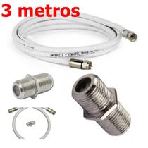 Cabo antena tv Coaxial Rg6 Pronto Emenda Macho Fêmea 30 cm a 25 metros parabolica ap