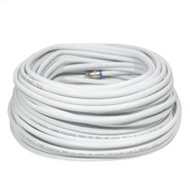 Cabo Antena Tv UHF VHF Digital Parabolica RG6 Montado Pronto Branco Coaxial 95 Malha com 20 Metros