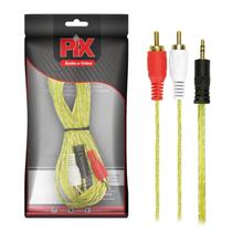 Cabo Áudio Auxiliar P2x2 Rca Carro Som Fone Smartphone 5 Mts - PIX