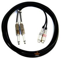 Cabo Áudio Blindado P10 Mono Duplo RCA Fêmea Duplo 6 Metros Cabo Áudio Blindado P10 Mono Duplo RCA Fêmea Duplo 6 Metros