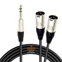 Cabo Áudio Blindado Y P10 Estéreo XLR Macho Duplo 5 Metros Cabo Áudio Blindado Y P10 Estéreo XLR Macho Duplo 5 Metros