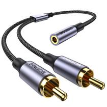 Cabo Áudio MOSWAG 3.5mm (Fêmea) para 2RCA (Macho) - 25cm - Banhado a Ouro Cabo Áudio MOSWAG 3.5mm (Fêmea) para 2RCA (Macho) - 25cm - Banhado a Ouro