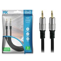 Cabo Áudio P2 X P2 3m Profissional Plug Metal Fitz 3 Metros