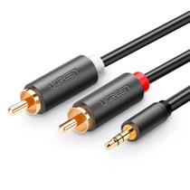 Cabo Áudio Ugreen 3.5mm para 2RCA Macho 1M Preto