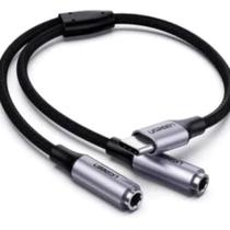 Cabo Áudio Ugreen Usb-c Para 2xp2 Fêmea - Av144 Prata/preto Cabo Áudio Ugreen Usb-c Para 2xp2 Fêmea - Av144 Prata/preto