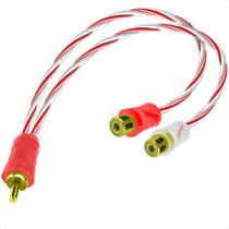 Cabo Áudio Y Compatível com 1 Rca Macho Para 2 Rca Fêmea 25cm