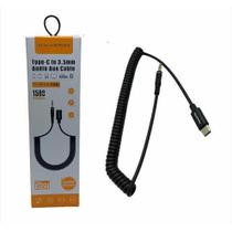 Cabo Auxiliar Áudio Tipo USB-C P2 Mola Fone de Ouvido Carro