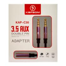 Cabo Auxiliar Kapbom Pino Duplo Fone e Microfone 3.5mm