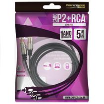 Cabo Auxiliar P2/2 RCA Estereo FITZ-C3 5 Metros Blindado Profissional 018-0705 Performance Sound