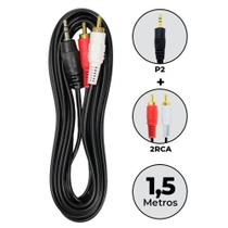 Cabo Auxiliar P2 Macho X 2 Rca 1,5m Som Estéreo Audio Phone - New day