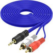 cabo auxiliar p2 x 2 rca 1,5 mt azul