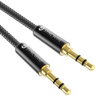 Cabo auxiliar Syncwire trançado de nylon 3,5 mm macho para macho 1 m preto