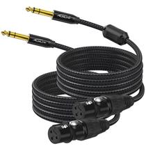Cabo AuxLink XLR fêmea para 1/4 TRS de 15 pés, 2 pacotes banhados a ouro