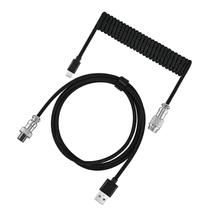 Cabo Aviador Enrolado USB-C 3M para Teclado Mecânico Preto