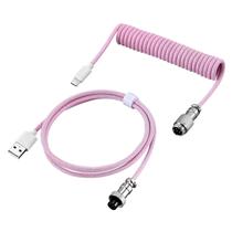Cabo Aviador Enrolado USB-C 3M para Teclado Mecânico Rosa