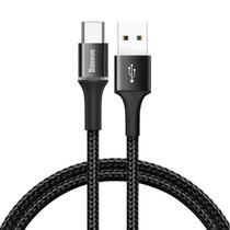 Cabo Baseus Reforçado USB Tipo C Turbo Preto 3A 1M