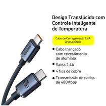 Cabo Baseus USB-C / USB-C Cristal Shine 1.2 Metros: Conecte-se com Elegância e Desempenho Excepcional
