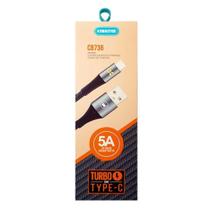 Cabo Blindado Turbo com Led Type-C 1M Preto Kimaster Cabo Blindado Turbo com Led Type-C 1M Preto Kimaster