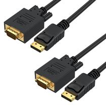 Cabo CableCreation DP para VGA, pacote com 2 unidades, 1,8 m 1080p @60Hz, preto Cabo CableCreation DP para VGA, pacote com 2 unidades, 1,8 m 1080p @60Hz, preto