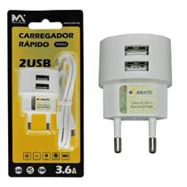 Cabo Carregado Usb com 2 saídas e Conector Tipo C 1.0m 3.6A smartphone, Tablet, Power