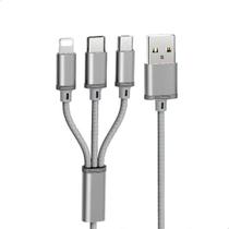 Cabo Carregador 120cm 3 Em 1 Ligh Micro USB Type C