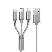 Cabo Carregador 120cm 3 Em 1 Ligh Micro USB Type C Cabo Carregador 120cm 3 Em 1 Ligh Micro USB Type C