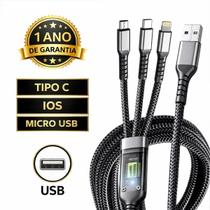 Cabo Carregador 3 em 1 Turbo100W Rápido Original Inova