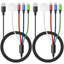 Cabo carregador 4 em 1 Amasuki para iWatch e iPhone, pacote com 2, 125 cm