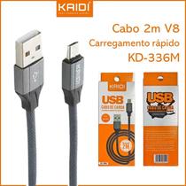 Cabo Carregador Carga Rápida USB x Micro Usb V8 Blindado Com 2 Metros KD-336CM KAIDI